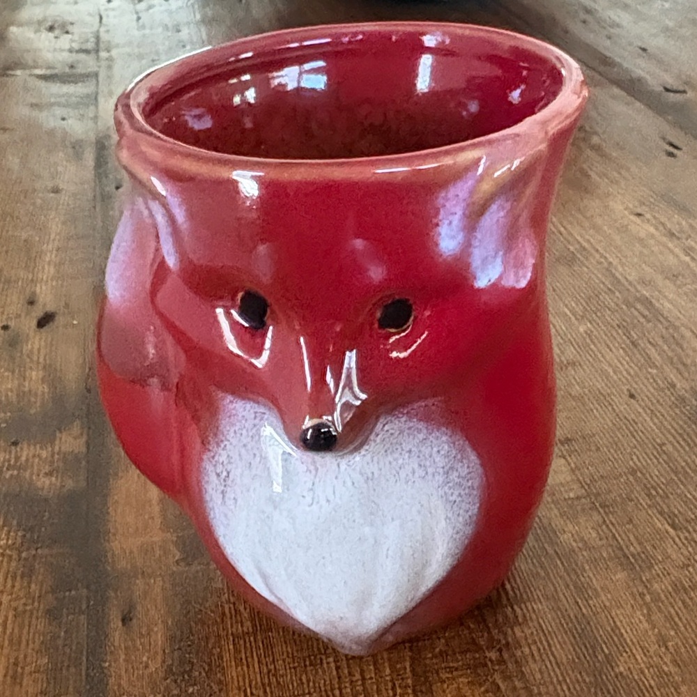 GiftCraft Fox Figural 3D Mug Handle Recessed Collector Mug Red